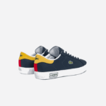 Men Lacoste V0ZN1884 Navy Yellow 2M3 Powercourt Leather Accent Sneakers - Image 3