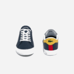 Men Lacoste V0ZN1884 Navy Yellow 2M3 Powercourt Leather Accent Sneakers - Image 5