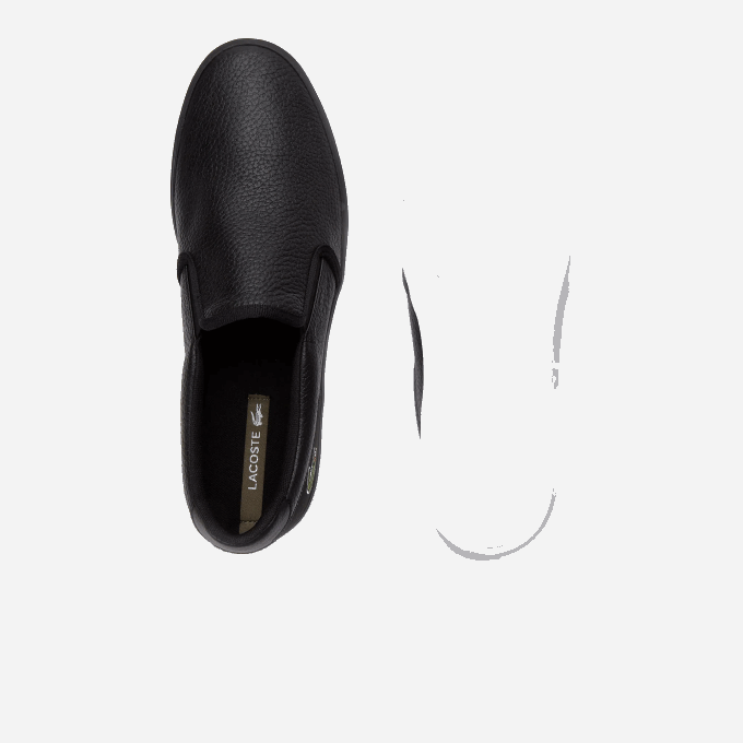 Men Lacoste V0ZN1885 Black & White 312 Jouer Leather Slip-On Sneakers - Image 2