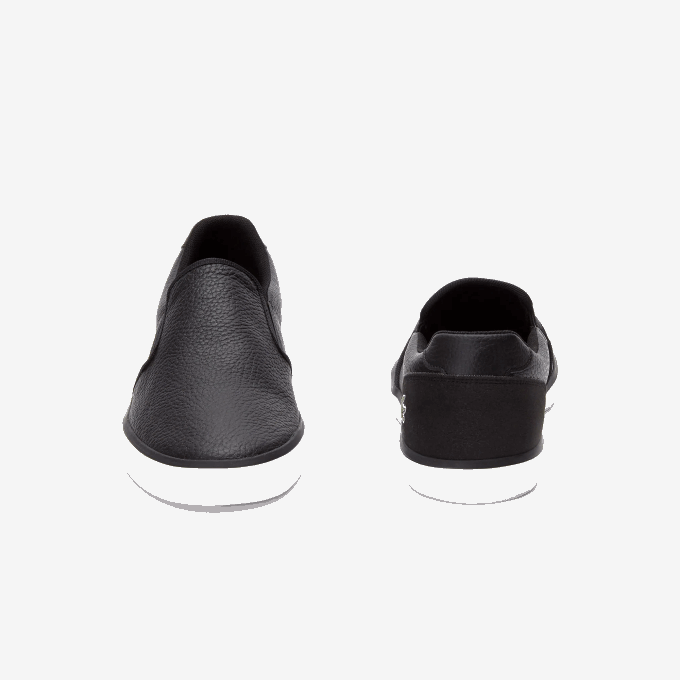 Men Lacoste V0ZN1885 Black & White 312 Jouer Leather Slip-On Sneakers - Image 3