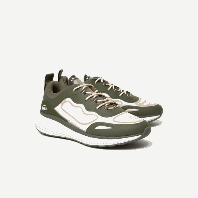 Men Lacoste V0ZN1887 Dark Green & Off White 1X3 Active 4851 Textile Sneakers - Image 2