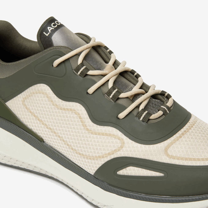 Men Lacoste V0ZN1887 Dark Green & Off White 1X3 Active 4851 Textile Sneakers - Image 6