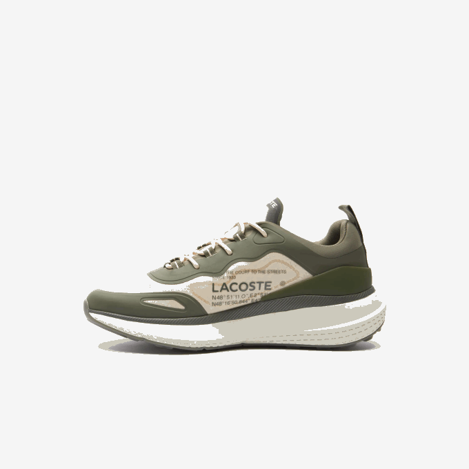 Men Lacoste V0ZN1887 Dark Green & Off White 1X3 Active 4851 Textile Sneakers - Image 7