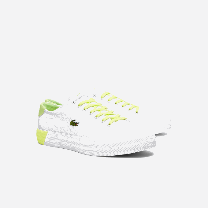 Men Lacoste V0ZN1889 White & Light Yellow 2H8 Gripshot Canvas and Leather Sneakers - Image 2