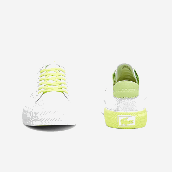 Men Lacoste V0ZN1889 White & Light Yellow 2H8 Gripshot Canvas and Leather Sneakers - Image 4