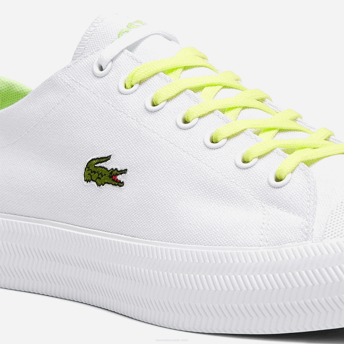 Men Lacoste V0ZN1889 White & Light Yellow 2H8 Gripshot Canvas and Leather Sneakers - Image 5