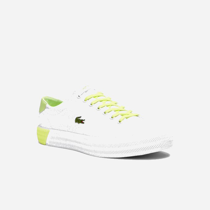 Men Lacoste V0ZN1889 White & Light Yellow 2H8 Gripshot Canvas and Leather Sneakers - Image 1
