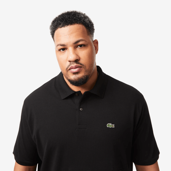 Men Lacoste V0ZN188 Black 031 Cotton Petit Pique Polo - Plus Size - Tall - Image 2
