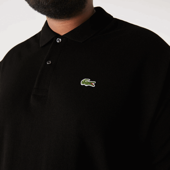 Men Lacoste V0ZN188 Black 031 Cotton Petit Pique Polo - Plus Size - Tall - Image 4