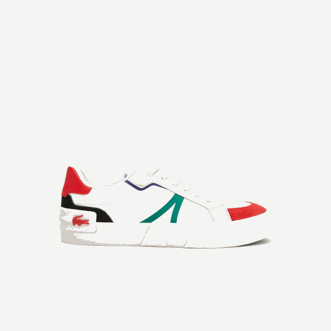 Men Lacoste V0ZN1890 White & Red 286 L004 Leather Color-Pop Sneakers - Image 1