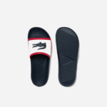 Men Lacoste V0ZN1896 White/Navy & Red 407 Croco Rubber Tricolor Slides - Image 4