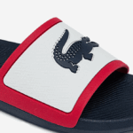 Men Lacoste V0ZN1896 White/Navy & Red 407 Croco Rubber Tricolor Slides - Image 6