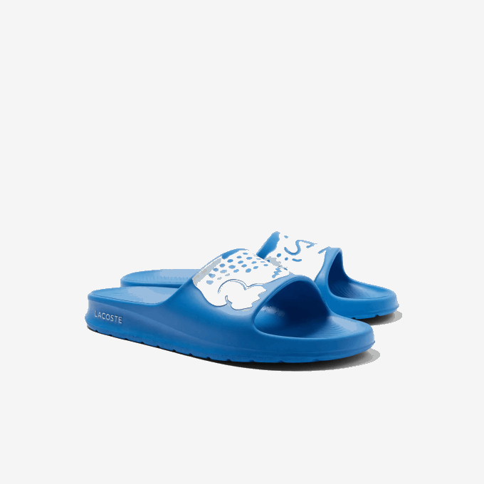 Men Lacoste V0ZN1897 Light Blue White 2K7 Croco 2.0 Synthetic Logo Strap Slides - Image 2