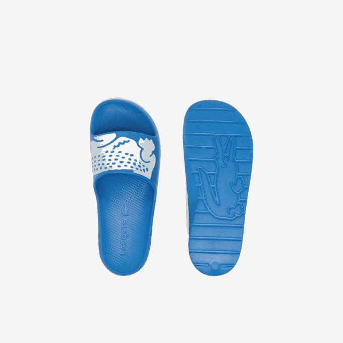 Men Lacoste V0ZN1897 Light Blue White 2K7 Croco 2.0 Synthetic Logo Strap Slides - Image 4