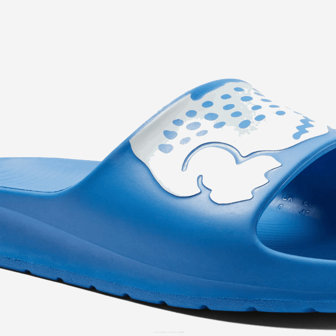 Men Lacoste V0ZN1897 Light Blue White 2K7 Croco 2.0 Synthetic Logo Strap Slides - Image 6