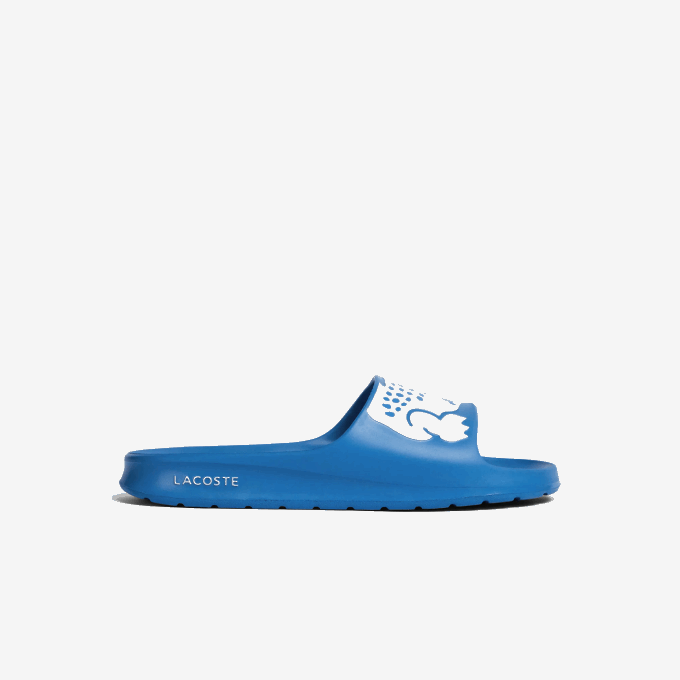 Men Lacoste V0ZN1897 Light Blue White 2K7 Croco 2.0 Synthetic Logo Strap Slides - Image 1