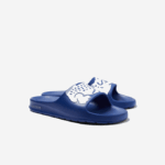 Men Lacoste V0ZN1898 Blue White 221 Croco 2.0 Synthetic Logo Strap Slides - Image 2