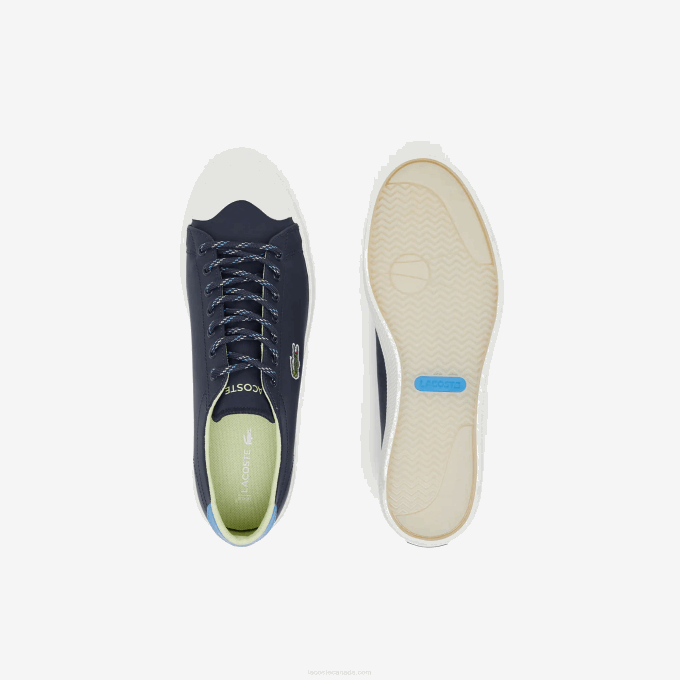 Men Lacoste V0ZN1899 Navy & Off White J18 Gripshot Leather and Suede Sneakers - Image 4