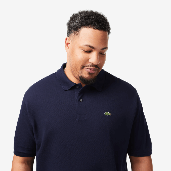 Men Lacoste V0ZN189 Navy Blue 166 Cotton Petit Pique Polo - Plus Size - Tall - Image 2
