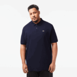 Men Lacoste V0ZN189 Navy Blue 166 Cotton Petit Pique Polo - Plus Size - Tall
