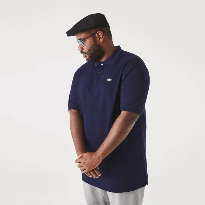 Men Lacoste V0ZN189 Navy Blue 166 Cotton Petit Pique Polo - Plus Size - Tall - Image 4