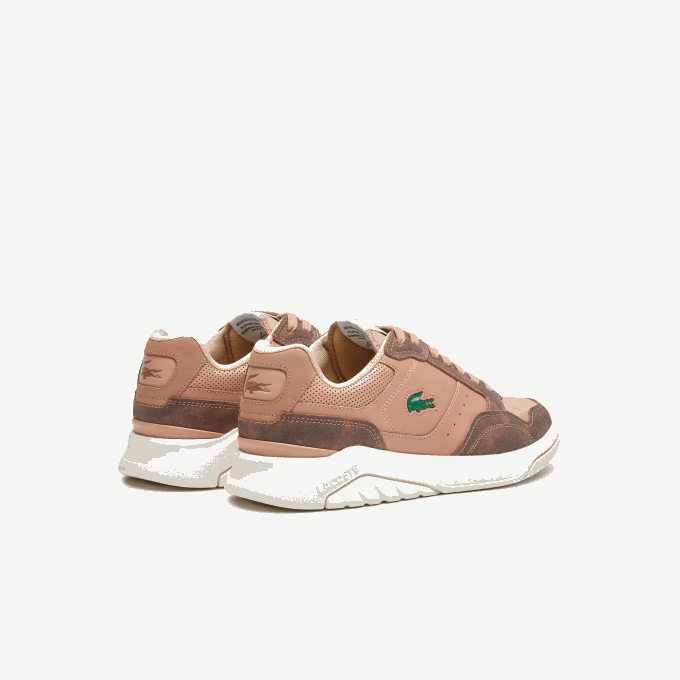 Men Lacoste V0ZN1902 Brown White 2C3 Game Advance Luxe Leather Sneakers - Image 3