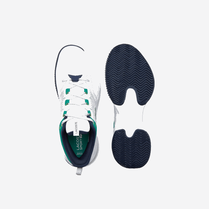 Men Lacoste V0ZN1903 White/Green 082 AG-LT21 Textile Tennis Shoes - Image 4