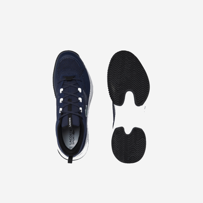 Men Lacoste V0ZN1904 Navy & White 092 AG-LT21 Textile Tennis Shoes - Image 4