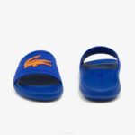 Men Lacoste V0ZN1915 Blue Orange BA1 Croco Rubber Slides - Image 2