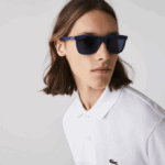 Men Lacoste V0ZN1928 Blue 424 Modified Rectangle L.12.12 Premium Sunglasses
