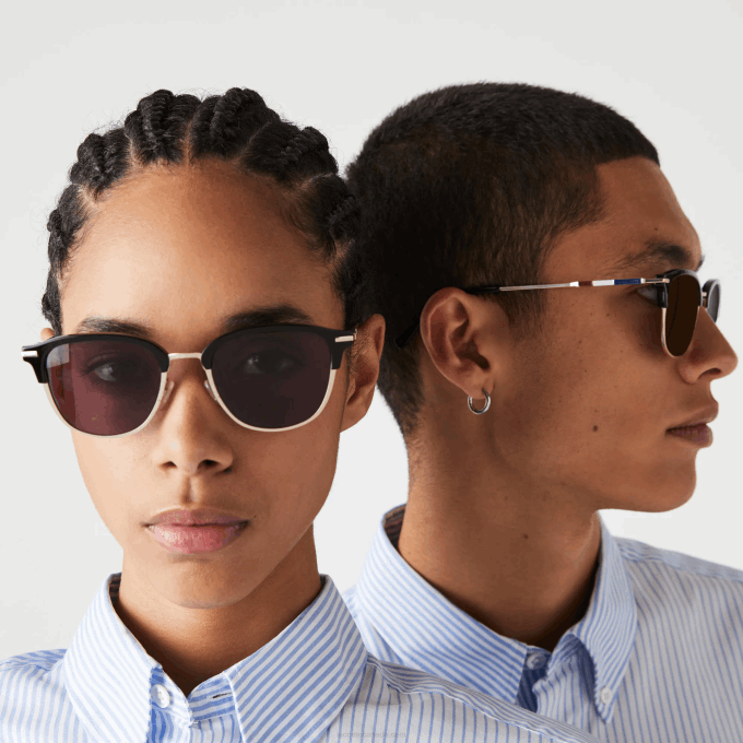 Men Lacoste V0ZN1929 Gold 714 Oval Metal Novak Djokovic Collection Sunglasses - Image 1