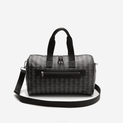 Men Lacoste V0ZN1940 Monogram Noir Gris H45 The Blend Monogram Print Weekend Bag