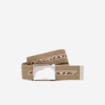 Men Lacoste V0ZN1960 Lion Pecan Farine M04 Contrast Logo Print Belt