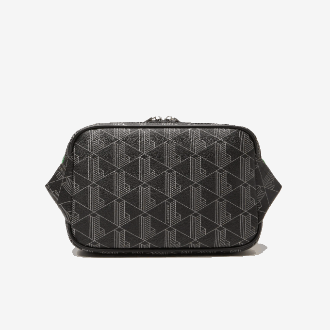 Men Lacoste V0ZN1961 Mono Noir Gris Estragon L83 The Blend Monogram Print Crossbody Bag: Small - Image 2