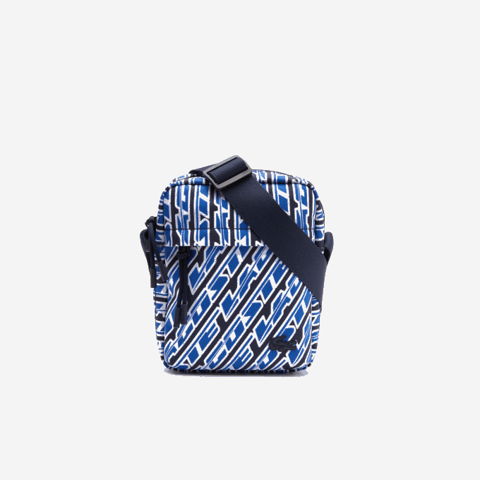 Men Lacoste V0ZN1974 Mono Royaume Blanc L63 Neocroc Logo Print Vertical Messenger Bag - Image 2