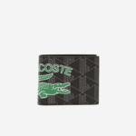Men Lacoste V0ZN1997 Mono Noir Gris Estragon L83 The Blend Monogram Print Folding Wallet