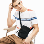 Men Lacoste V0ZN2008 Black 000 L.12.12 Branded Zippered Small Flat Bag