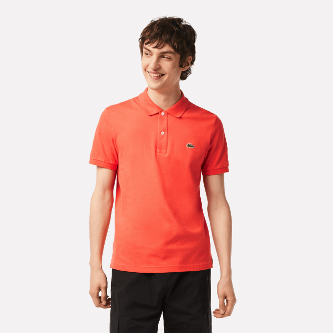 Men Lacoste V0ZN200 Orange 02K Original L.12.12 Slim Fit Polo - Image 1