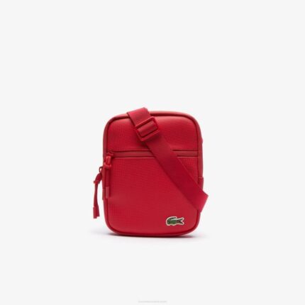 Men Lacoste V0ZN2017 Rouge 240 280 LCST Coated Canvas Small Flat Crossbody Bag