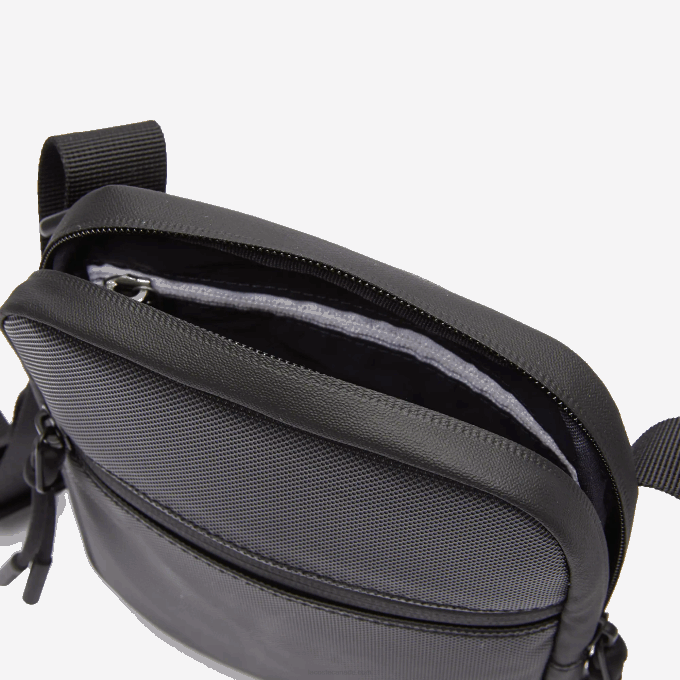 Men Lacoste V0ZN2018 Black 000 LCST Coated Canvas Small Flat Crossbody Bag - Image 6
