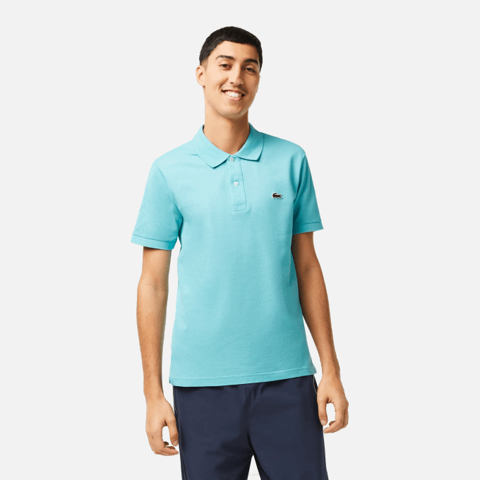 Men Lacoste V0ZN201 Turquoise BVG Original L.12.12 Slim Fit Polo - Image 1