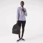 Men Lacoste V0ZN2022 Black 000 Chantaco Matte Stitched Leather Backpack