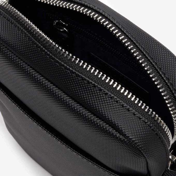 Men Lacoste V0ZN2023 Black 000 Classic Petit Pique Vertical Zip Bag - Image 5