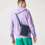 Men Lacoste V0ZN2026 Marine 166 Argentine K39 Chantaco Matte Stitched Leather Vertical Camera Bag - Image 2