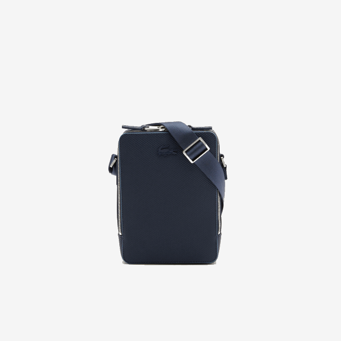 Men Lacoste V0ZN2026 Marine 166 Argentine K39 Chantaco Matte Stitched Leather Vertical Camera Bag - Image 3
