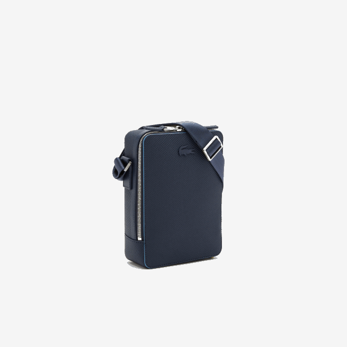Men Lacoste V0ZN2026 Marine 166 Argentine K39 Chantaco Matte Stitched Leather Vertical Camera Bag - Image 5