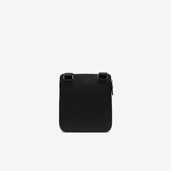 Men Lacoste V0ZN2039 Black 000 Chantaco Matte Pique Leather Flat Zip Bag - Image 3