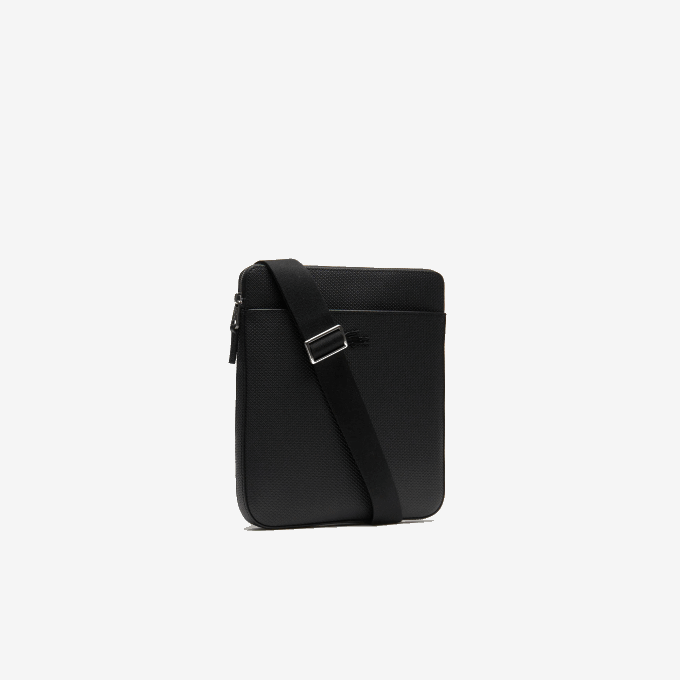 Men Lacoste V0ZN2039 Black 000 Chantaco Matte Pique Leather Flat Zip Bag - Image 4