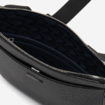 Men Lacoste V0ZN2039 Black 000 Chantaco Matte Pique Leather Flat Zip Bag - Image 5