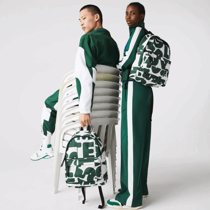 Men Lacoste V0ZN2045 Allover Print Croco Carre J42 Neocroc Destructured Signature Canvas Backpack - Image 1
